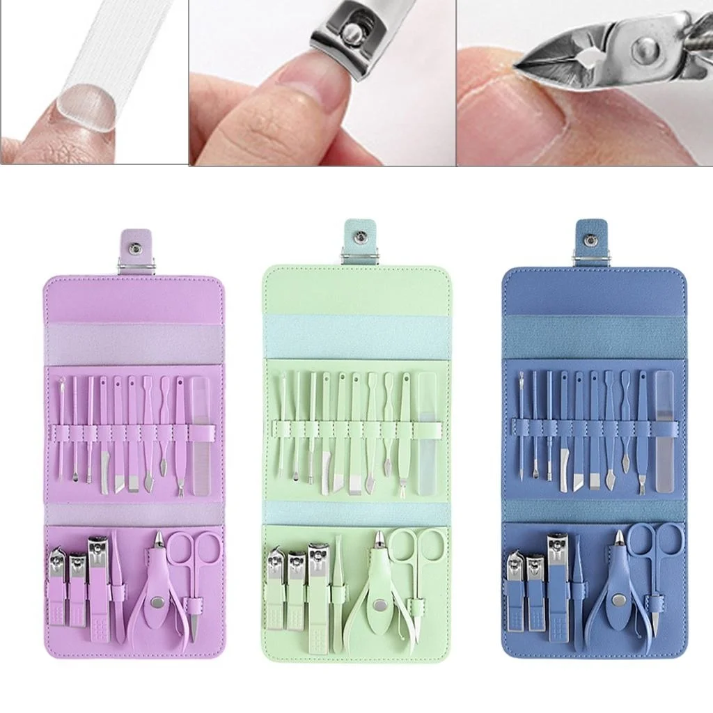 

16x Manicure Set Nail Clippers Kit Manicure Ear Spoon for Home Travel Portable Men Women Travel Pedicure Care Tools