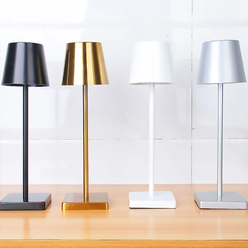 

Portable LED Table Lamp 3-color Stepless Dimming Cordless Table Lamp Rechargeable Small Night Light for Hotel Bar Dinning Room
