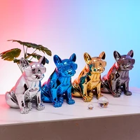 nordic electroplating bulldog sculpture resin dog crafts home decorations modern living room desktop animal decor ornament