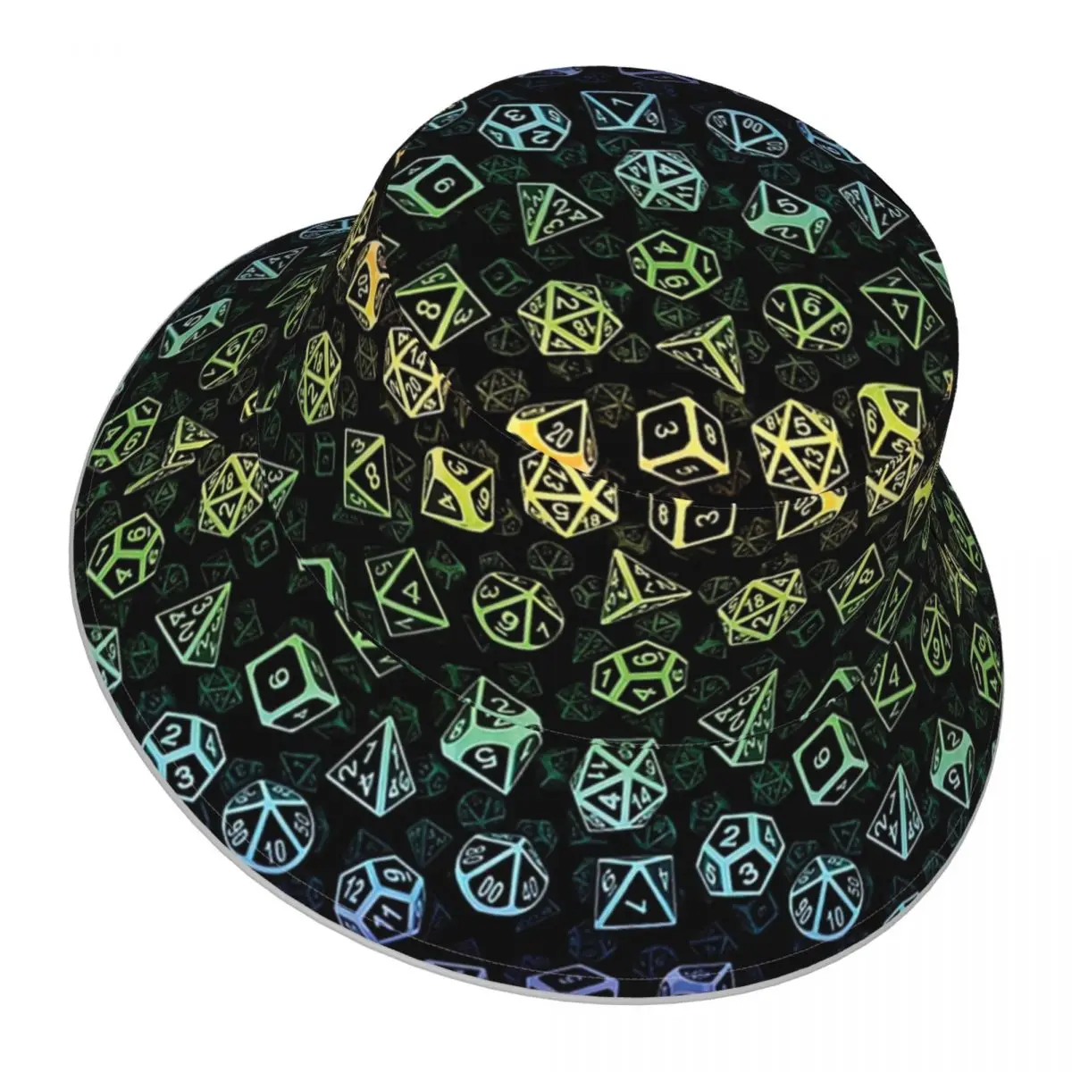 D20 Dice Set Pattern (Rainbow) reflective Bucket Hat Men Women Bucket Hat Outdoor Sunscreen Beach Hat Sun Hiking Fishing Cap