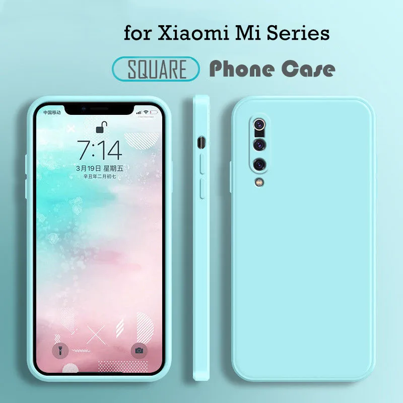 

Fashion Square Frame Silicone Phone Case For Xiaomi Mi 8 9 10 11 Lite A2 A3 9T 10T Mix 2 2s 3 Poco F3 F2 Pro Note 10 Soft Cover
