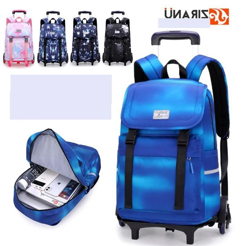 

KUZAI school rolling backpack bag school trolley bag with wheels Wheeled backpack bag for boys kids book backpack bag on wheel