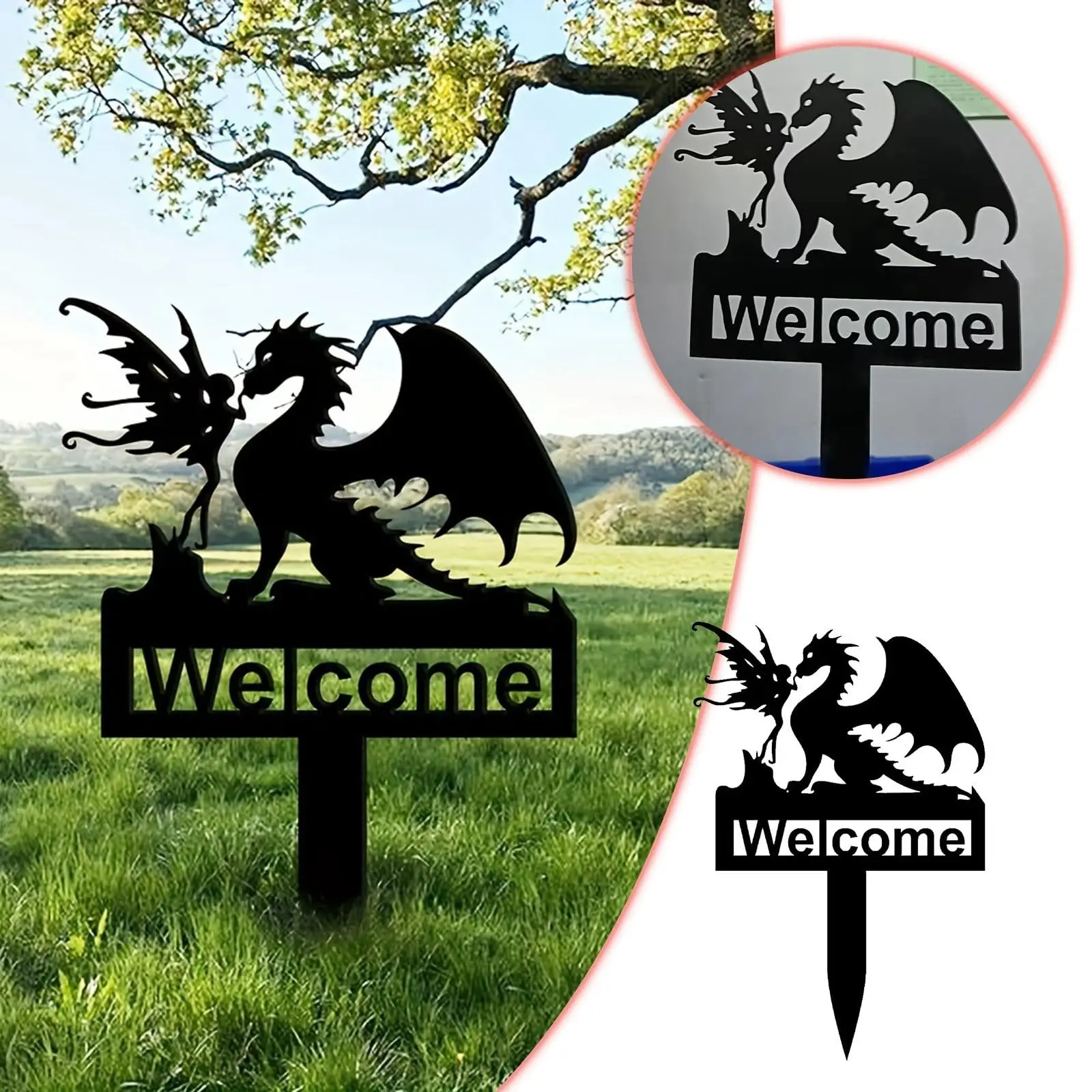 DDPNKL динозавр эльф садовый декор металлическая табличка с логотипом идеально