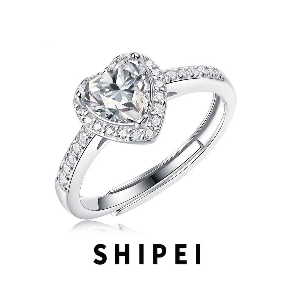 

Серебряное регулируемое кольцо с муассанитом, 6,5 мм