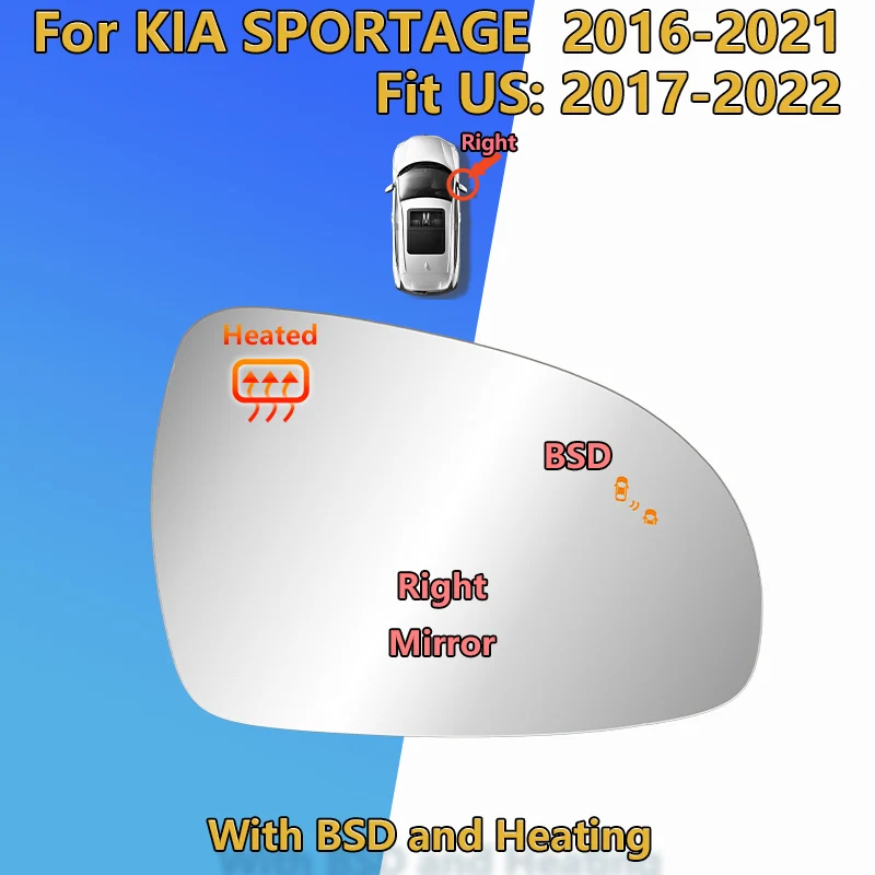 

С BSD для KIA SPORTAGE 2016 2017 2018 2019 2020 2021 /Fit US 2017-2022 боковое зеркало заднего вида стекло/87611-D9000 F1000 зеркало на крыле/автозапчасти