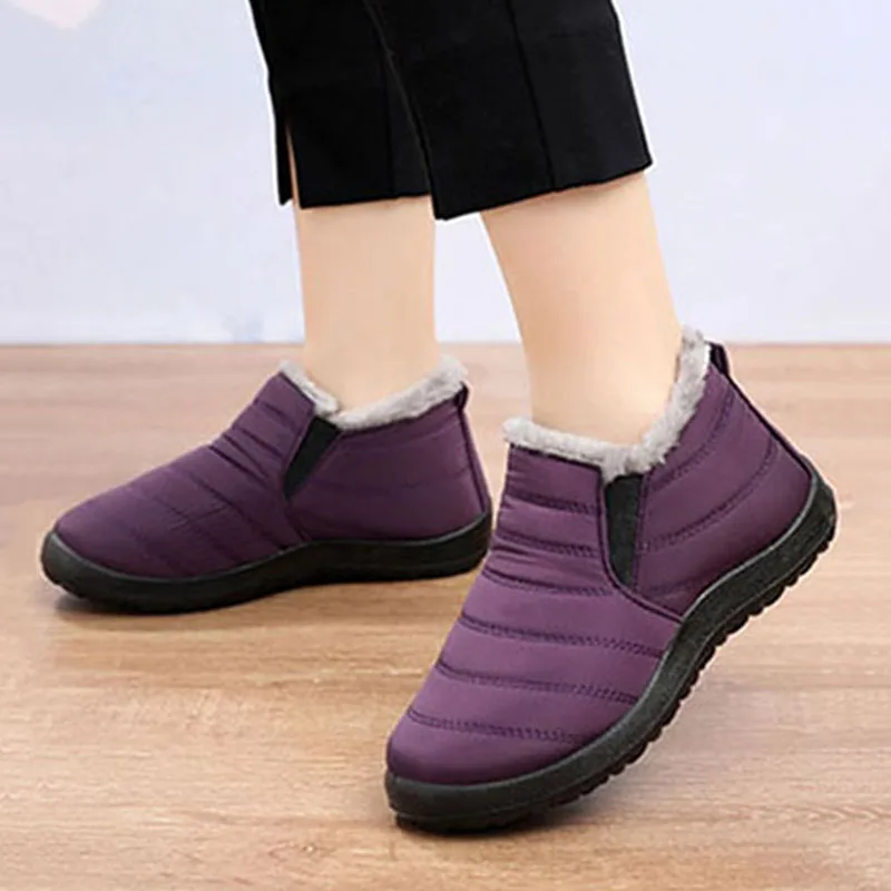 

Women Boots Snow Fur Shoes Woman Slip On Platform Ladies Shoes Chunky Ankle Boots Waterproof Flat Winter Shoes Women Botas Mujer