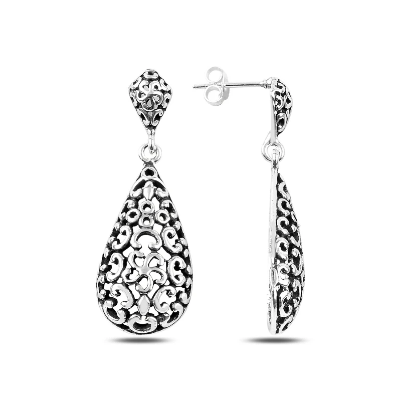 

Серебряные серьги-подвески с 925 пробы узором