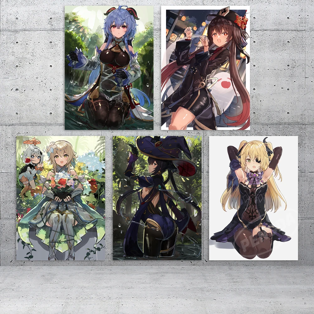 

Wall Game Art Mona Canvas Genshin Impact Home Decor Ganyu Pictures Hu Tao HD Printed Sangonomiya Kokomi Paintings Living Room