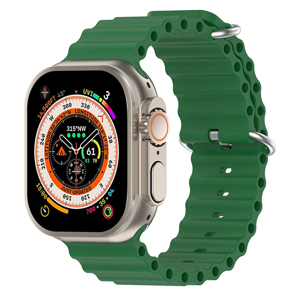 

Silicone Loop Strap For iWatch 8Ultra Double Buckle Bracelet For iwatch Series 1 2 3 4 5 6 7 8