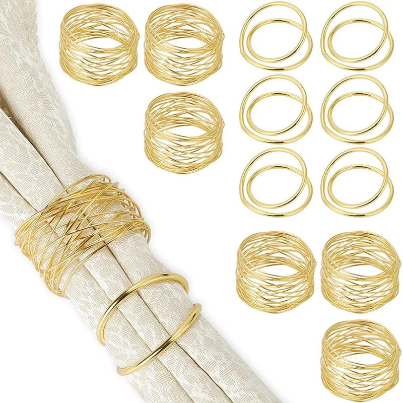 

Gold Napkin Rings 1 Set Of 12 Holiday Napkin Rings Fall Napkin Holder Ring For Parties Dining Table Decor, 2 Styles
