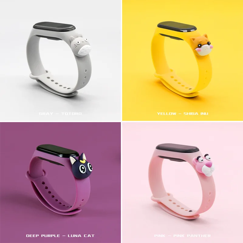 

Мультяшный ремешок для часов Xiaomi Mi Band 3 4 5 6, силиконовый браслет для смарт-часов Mi Band band6 band4 5 6, милый браслет