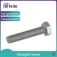 m8 m10 m12 316 stainless steel external hexagon screw din933 full thread external hexagon bolt screw 5pcs