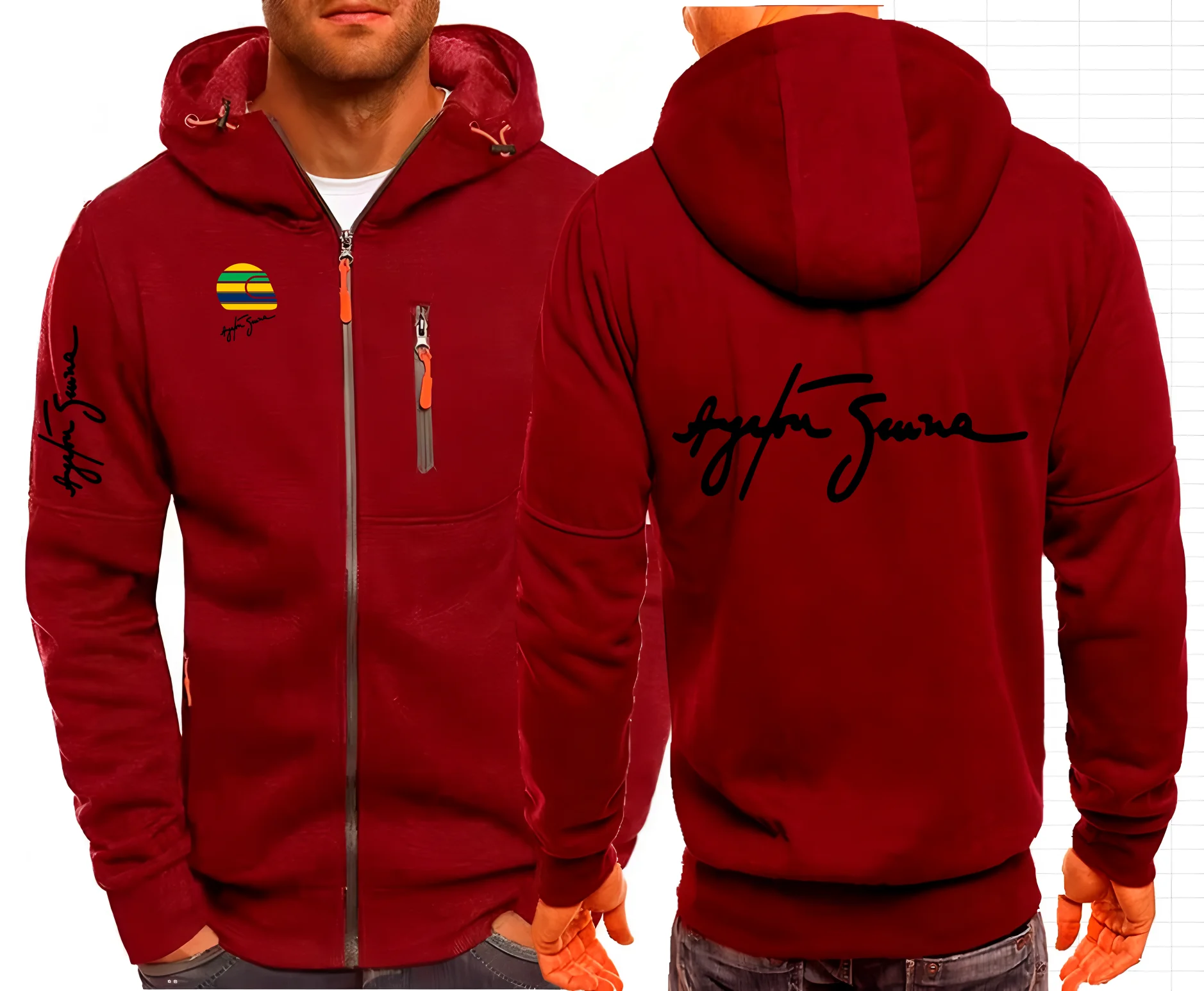 Фото Мужские куртки Hero Ayrton Senna F1 2029, пальто с капюшоном, повседневные толстовки на молнии, мужская одежда, верхняя одежда, толстовки, куртка S-4XL №2