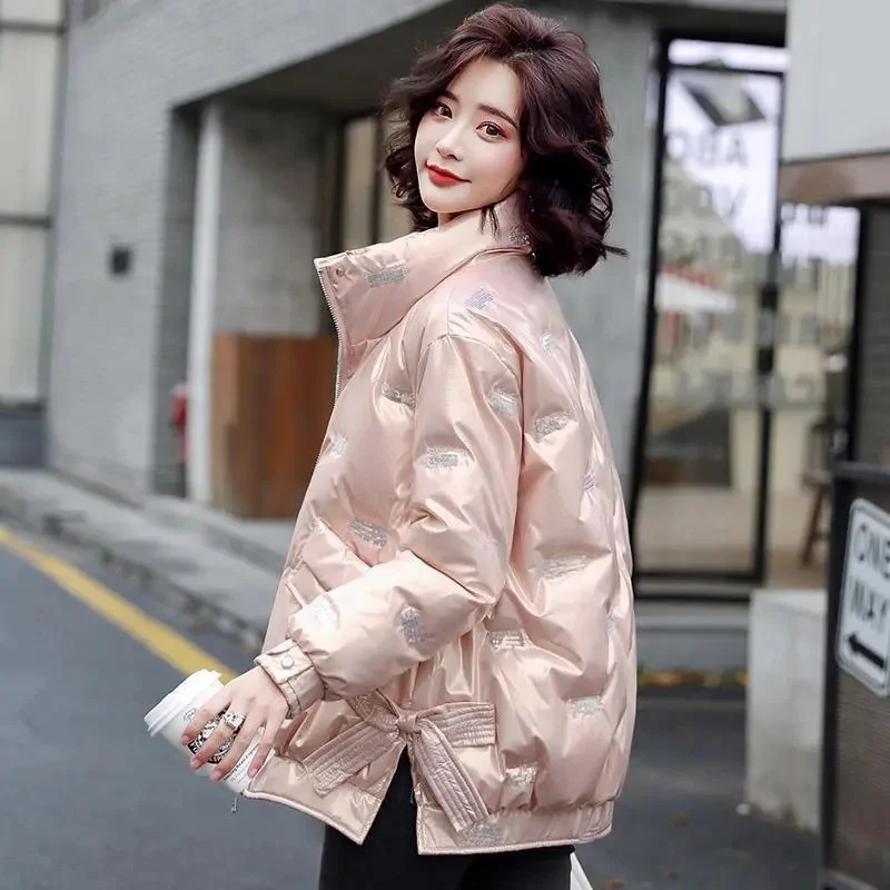 

2021 New Winter Jacket Parkas Women Coat Thick Warm Cotton Padded Parka Glossy Bread Service Outwear Female Jacket Coat