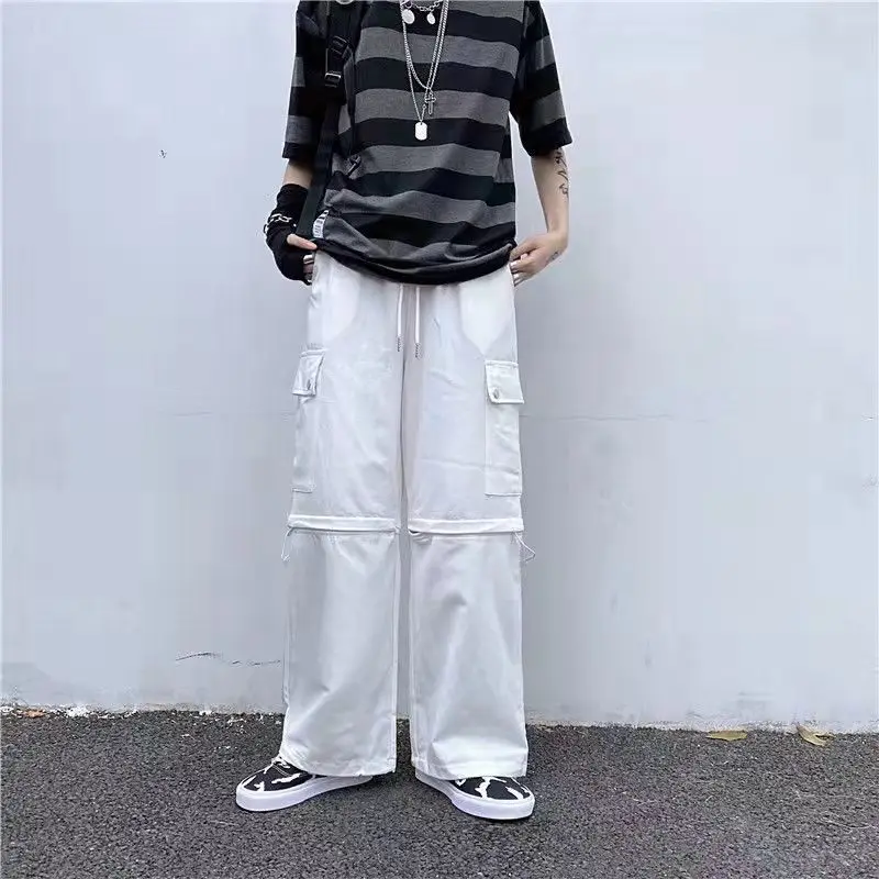 Брюки-карго женские со съемными отверстиями лоскутные брюки с завышенной талией