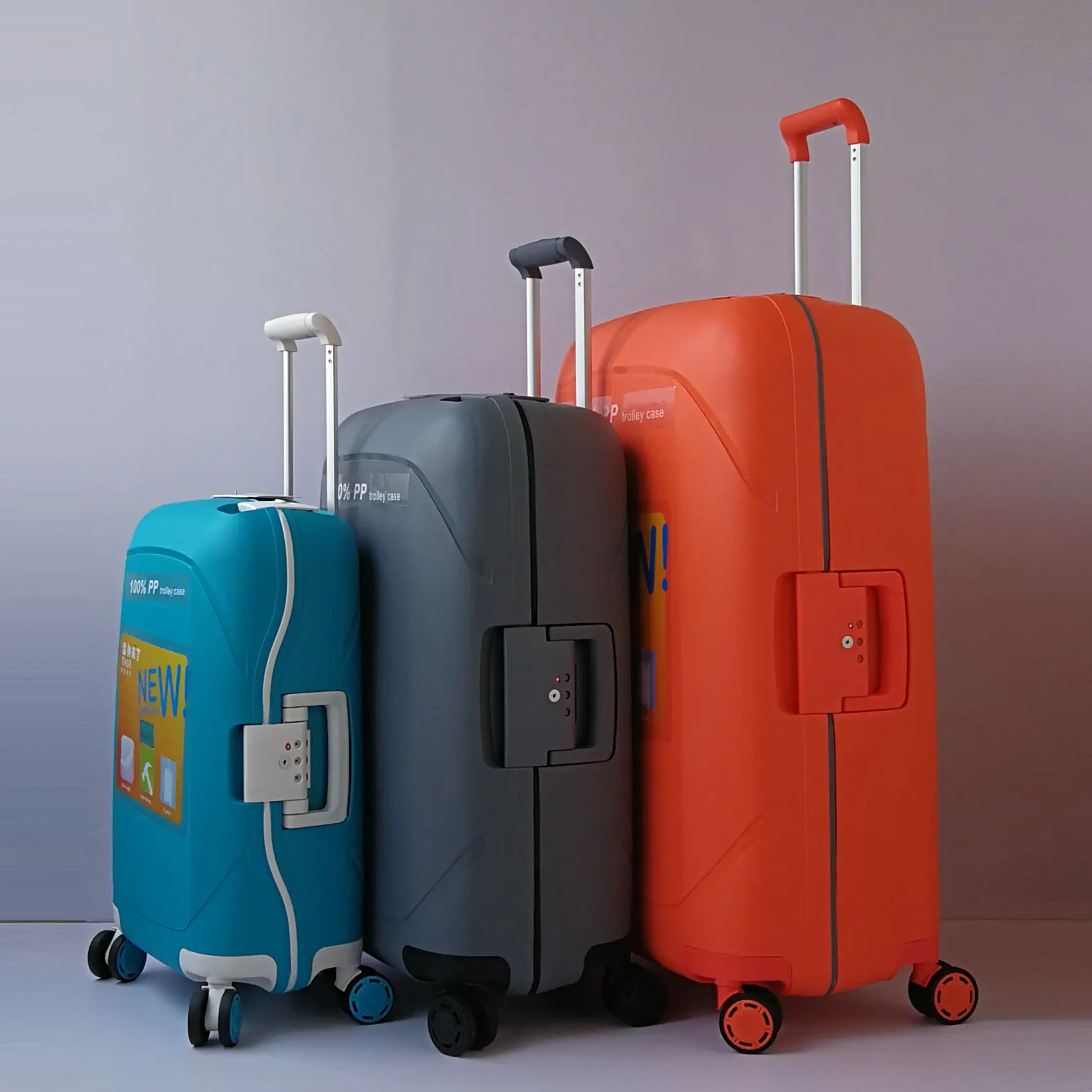 

Luxury 100% PP Anti-scraping Rolling Luggage Spinner Ultra Light Travel Suitcase Hardside Luggage 20"24"28" Inch