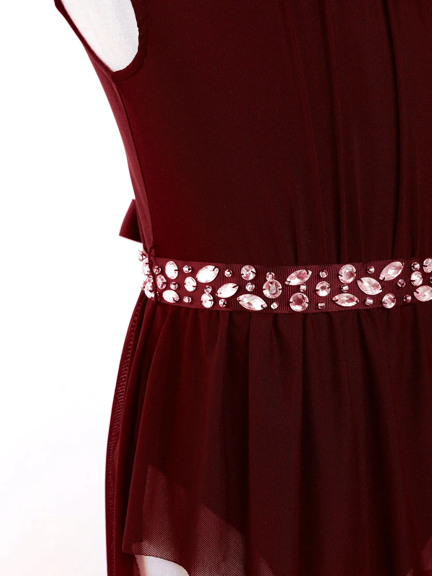 Kids Girls Contemporary Lyrical Dance Dress Lace Cap Sleeve Asymmetrical Tulle Skirt Leotard Ballet Costume Performance Wear