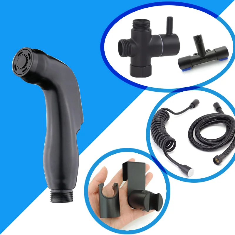 

Toilet Spray Gun Bidet self Cleaners wc Bathroom faucet Shower Head Sprinklers Toilets Flushing Sprayer black water hose kit R1