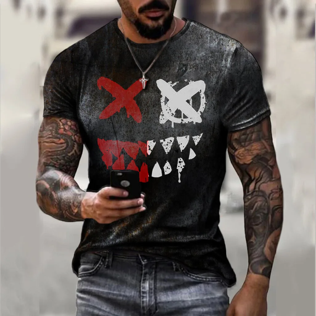 

2022 Summer New Hip-hop Smiley Men's T-shirt Funny and Interesting