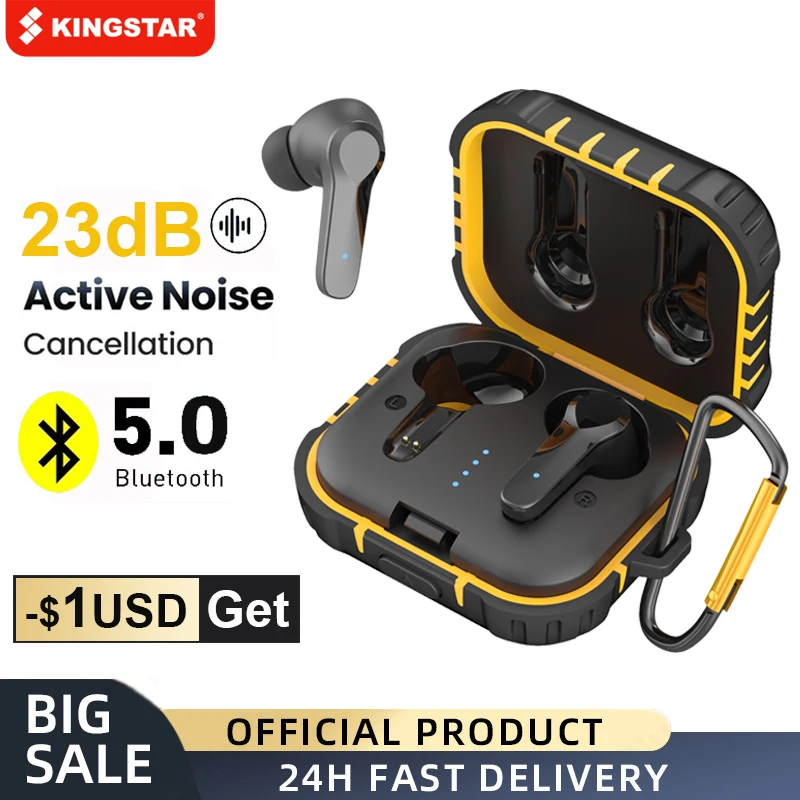 KINGSTAR ANC Wireless Headphones Bluetooth 5.0 Earphones TWS Earbuds Active Noise Cancelling Waterproof Gaming Headset With Mic