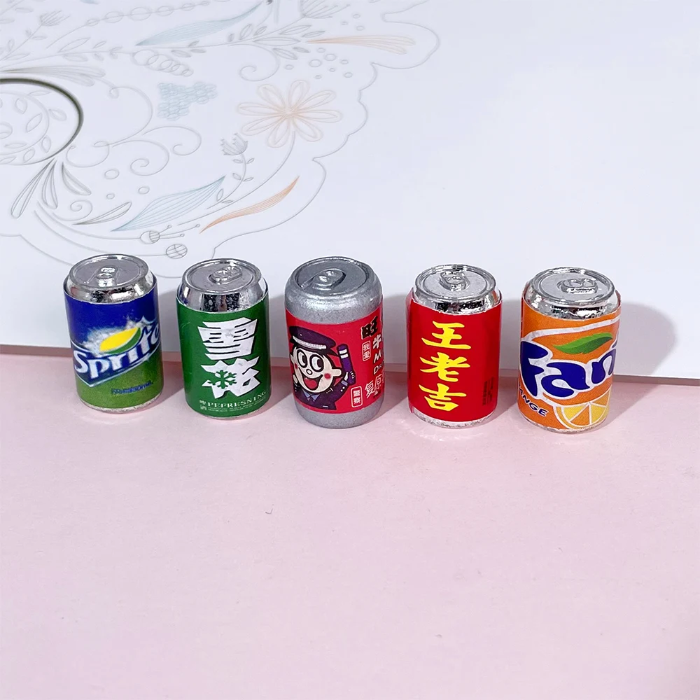 

10Pcs Simulation Drinks Beverage Can Miniature Resin Cabochon Scrapbooking Crafts DIY Accessories Dollhouse Decoration 12x19mm