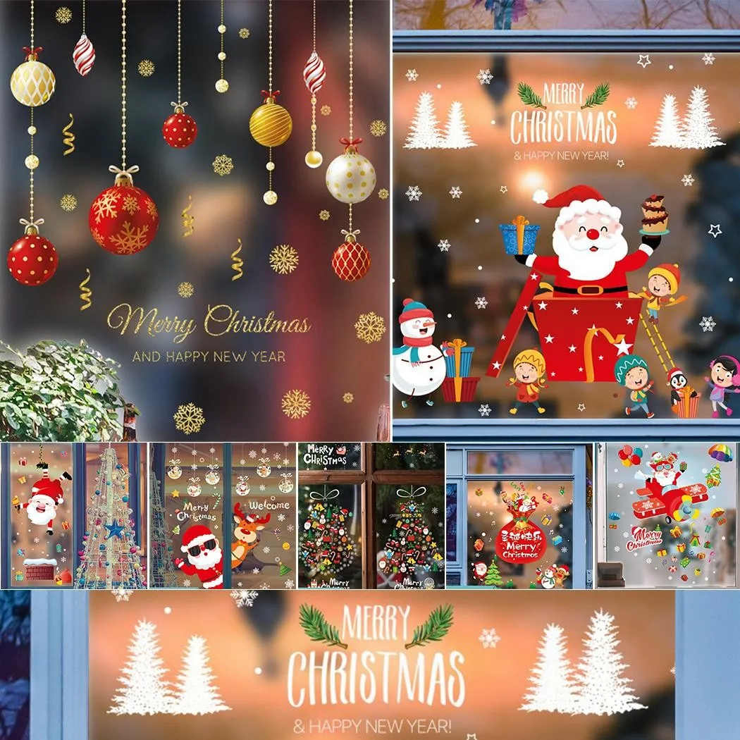 

Christmas Wall Sticker Snowflake Electrostatic Glass Windows Decals Merry Christmas Home Decoration Stickers New Year Wallpaper