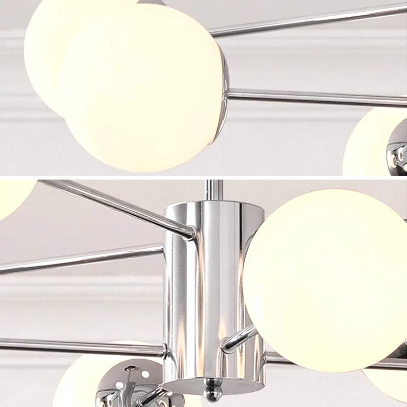 Современная хромированная светодиодная потолочная люстра стеклянный шар