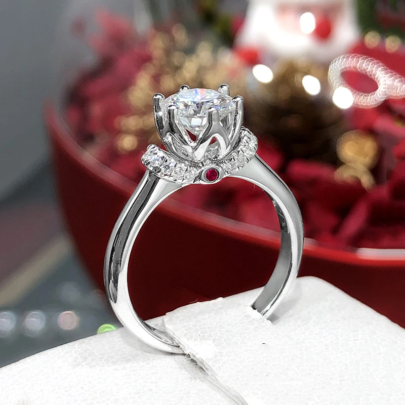 925 sterling silver 1ct 2ct 3ct Round Brilliant Cut Ring VVS1 Moissanite ring ruby Engagement jewelry Anniversary Ring