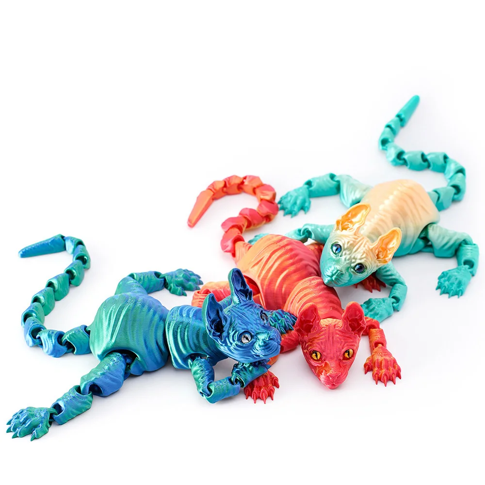 Игрушки с 3D принтом блестящие фигурки кошек имитационная модель подвижный