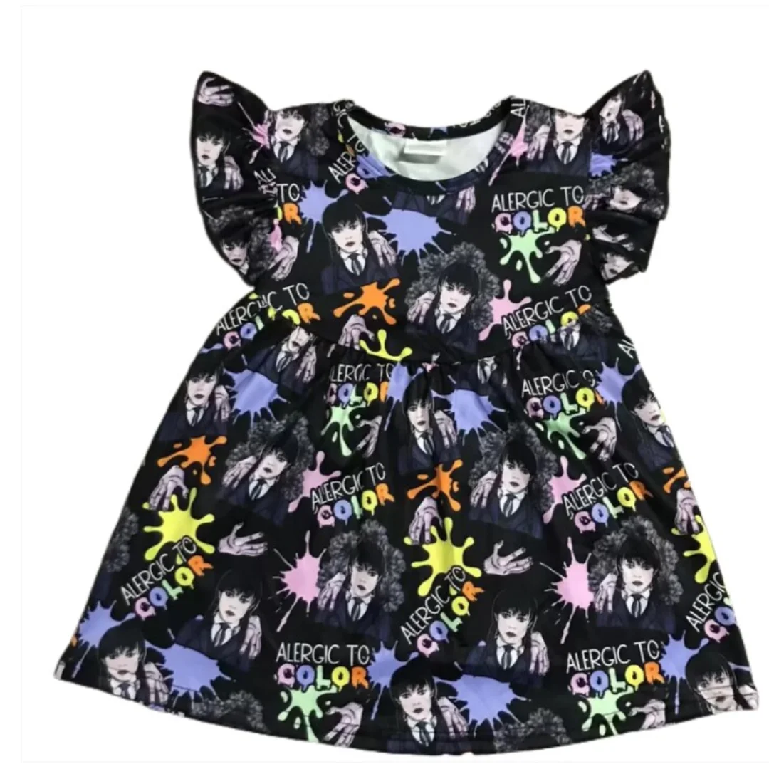 

Новинка, Лидер продаж, модное платье до колена с жемчугом в стиле сред, оптовая продажа, Бутик Летние костюмы для девочек