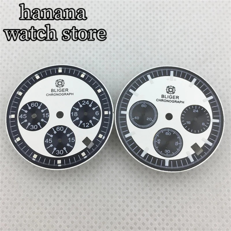 Циферблат BLIGER/без логотипа VK63 31 5 мм кварцевый механизм циферблат черный белый