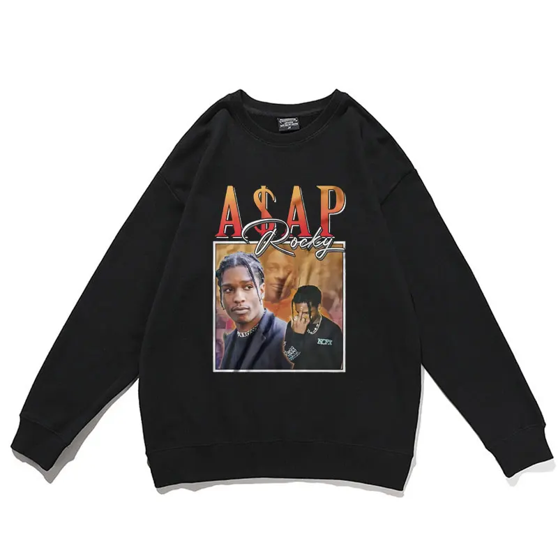 

Rapper ASAP Rocky Portrait Graphic Print Sweatshirt Men's Harajuku Sweatshirts Men Women Hip Hop Fashion Oversized Kpop Pullover