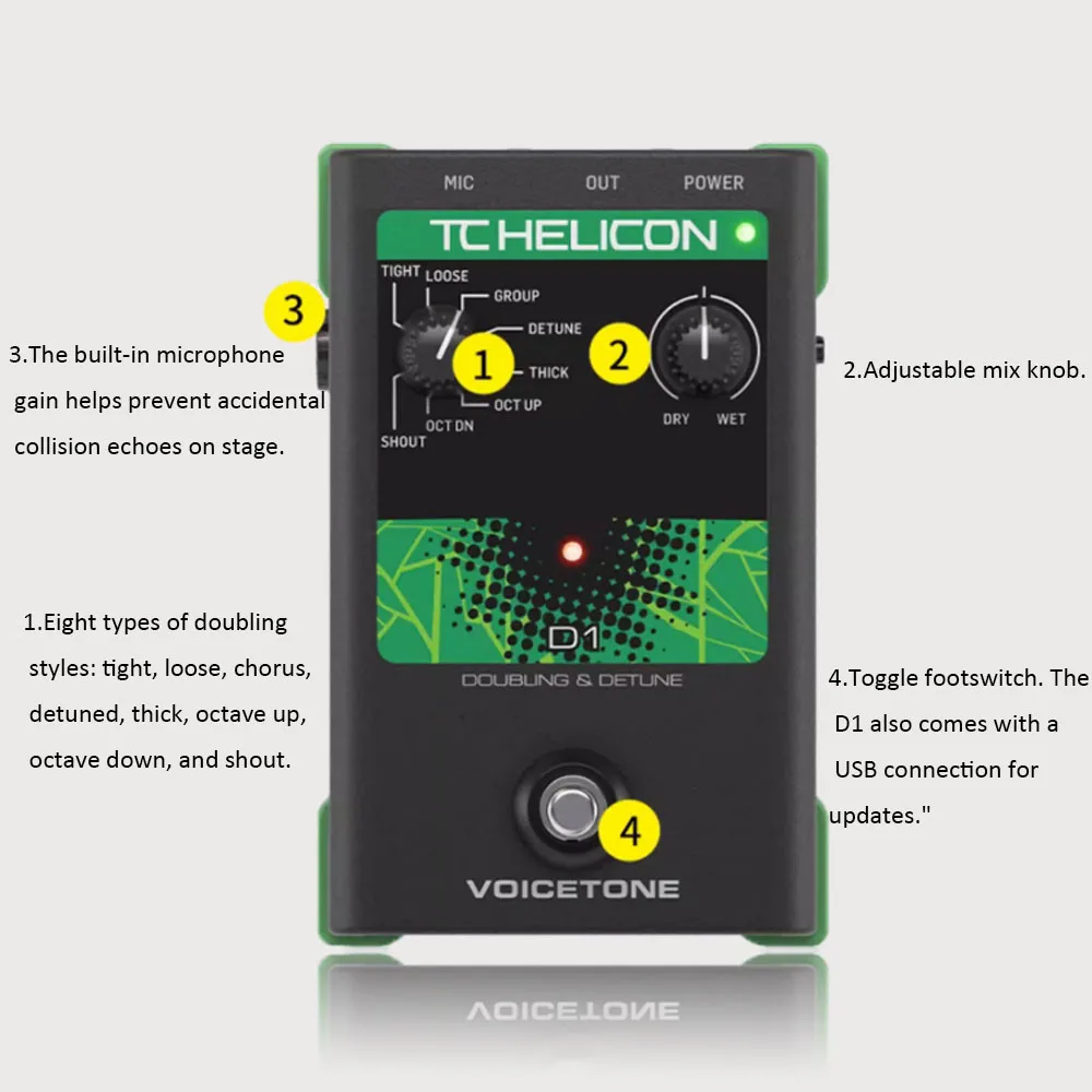 Фото TC-Helicon VoiceTone D1 Педаль вокальных эффектов |   Голосовой процессор Stompbox для певцов |   Сценическое и студийное оборудование №4