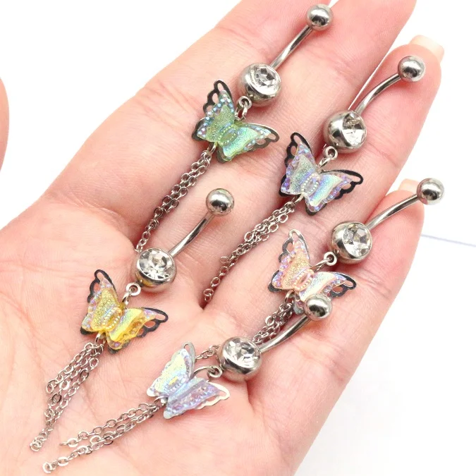 

Belly Rings Dangling Butterfly Belly Button Ring Stainless Steel Butterfly Pierced Belly Ring Body Piercing Jewelry For Women