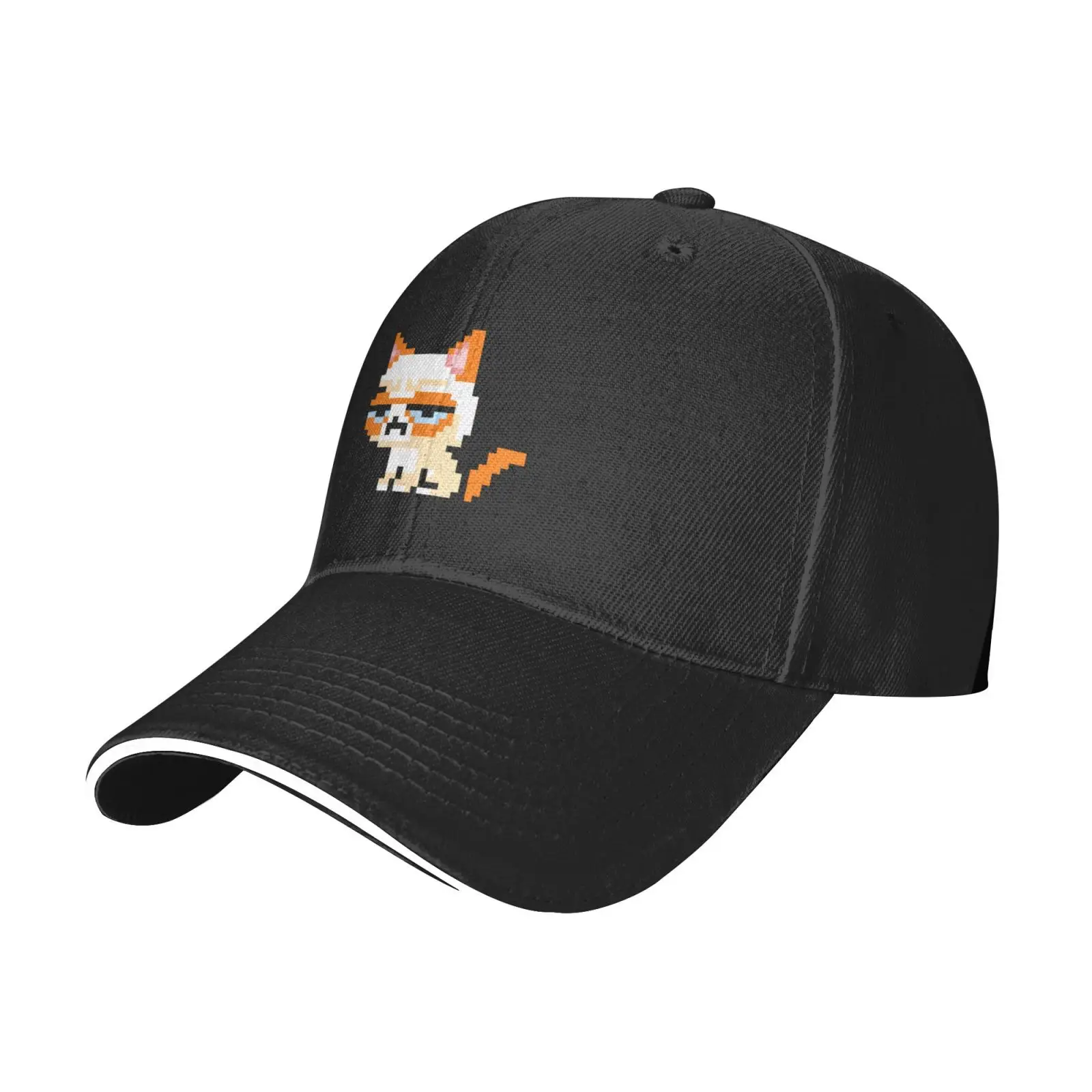 

Pixel Cat Unhappy Visor Baseball Cap Adjustable Cotton or Polyester Lightweight Four Seasons Polyester Unisex Adult Casual