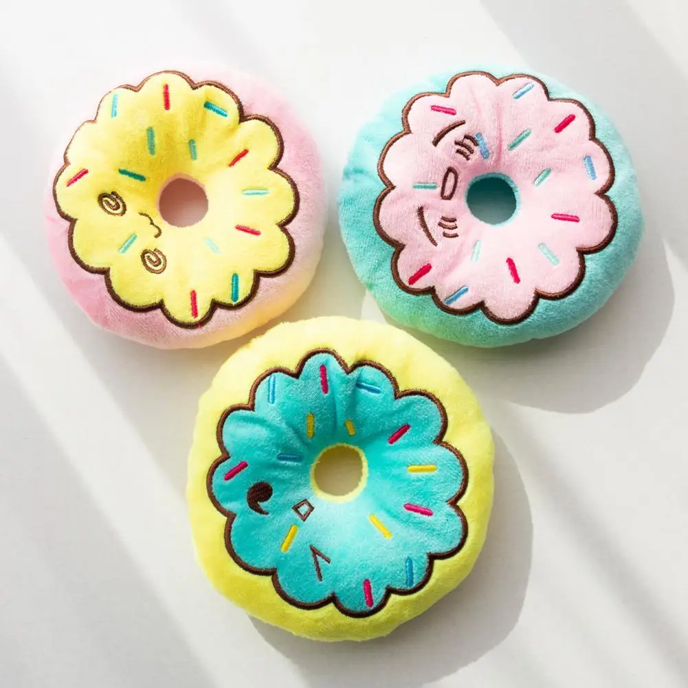 

Stuffed Dog Toy Donut Shape Pet Teething Toy Puppy Dog Plush Stuffed Toy