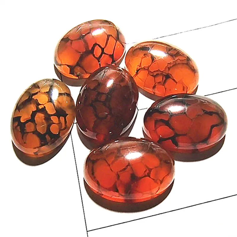 

10PCS New Crack Stone Cabochons Oval Shape 18X25MM DIY Jewelry Findings No Hole Loose Beads Cabs Free Shippings