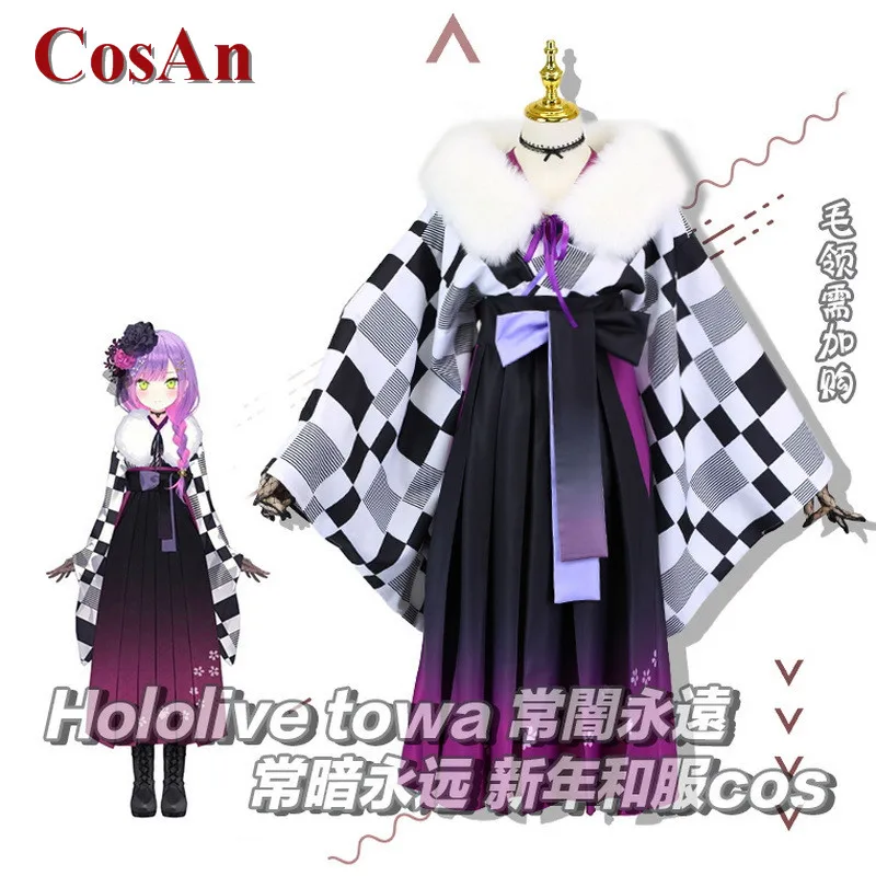 

Косплей Костюм из аниме Vtuber Hololive Tokoyami Towa великолепное кимоно для новогодней вечеринки