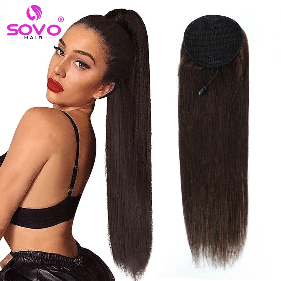 140G Thick Ponytail Human Hair Drawstring Pony tail Clip-In Hair Extension For Women Blonde Brazilian Remy Hairpiece Ponytail