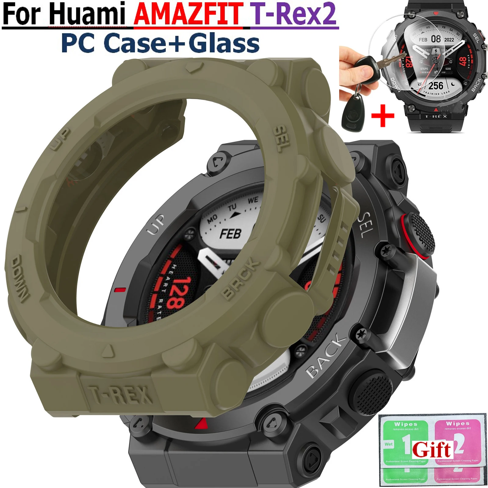 Браслетные часы Обложка для Amazfit T-Rex 2 Защитная пленка для часов, защитное стекло для экрана, чехол для Huami AMAZFIT T-Rex2 Shell on.