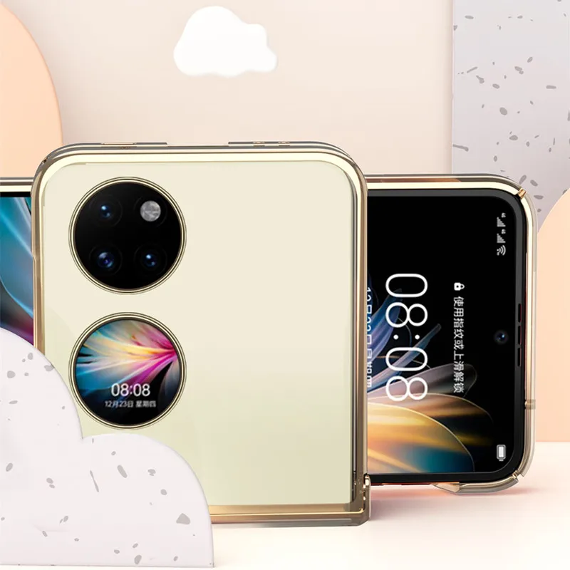 Clear PC Case For Huawei P50 Pocket Plating Fold Case Hinge protection Case P50 Pocket Armor Hinge Case For Huawei P50 Pocket 5G