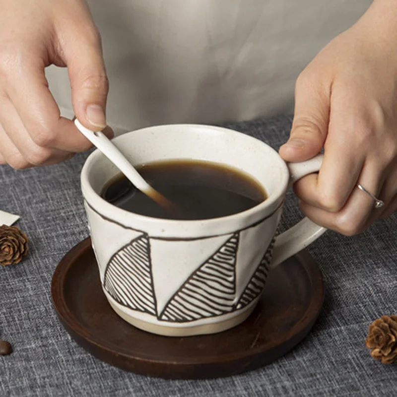 

Керамическая кружка в стиле ретро с брызгами и чернилами, кружка для кофе, чашка для завтрака, простая чашка с ручкой для молока