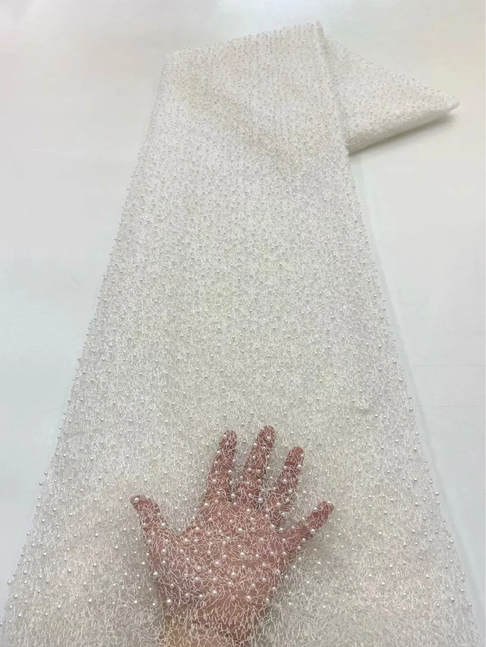 Роскошная белая африканская кружевная ткань с блестками вышитая французская
