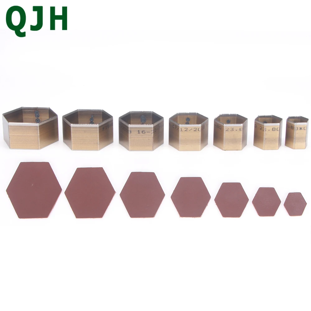 7PCS Die Cutting Steel Punch Hexagon Leather Cutting Die Cutting Die For Punching Leather Crafts Leather Cutting Tool 20-50mm