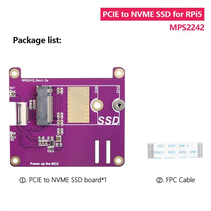 Плата расширения PCIE M.2 NVME 2230 2242 Gen3 SSD для Raspberry Pi 5