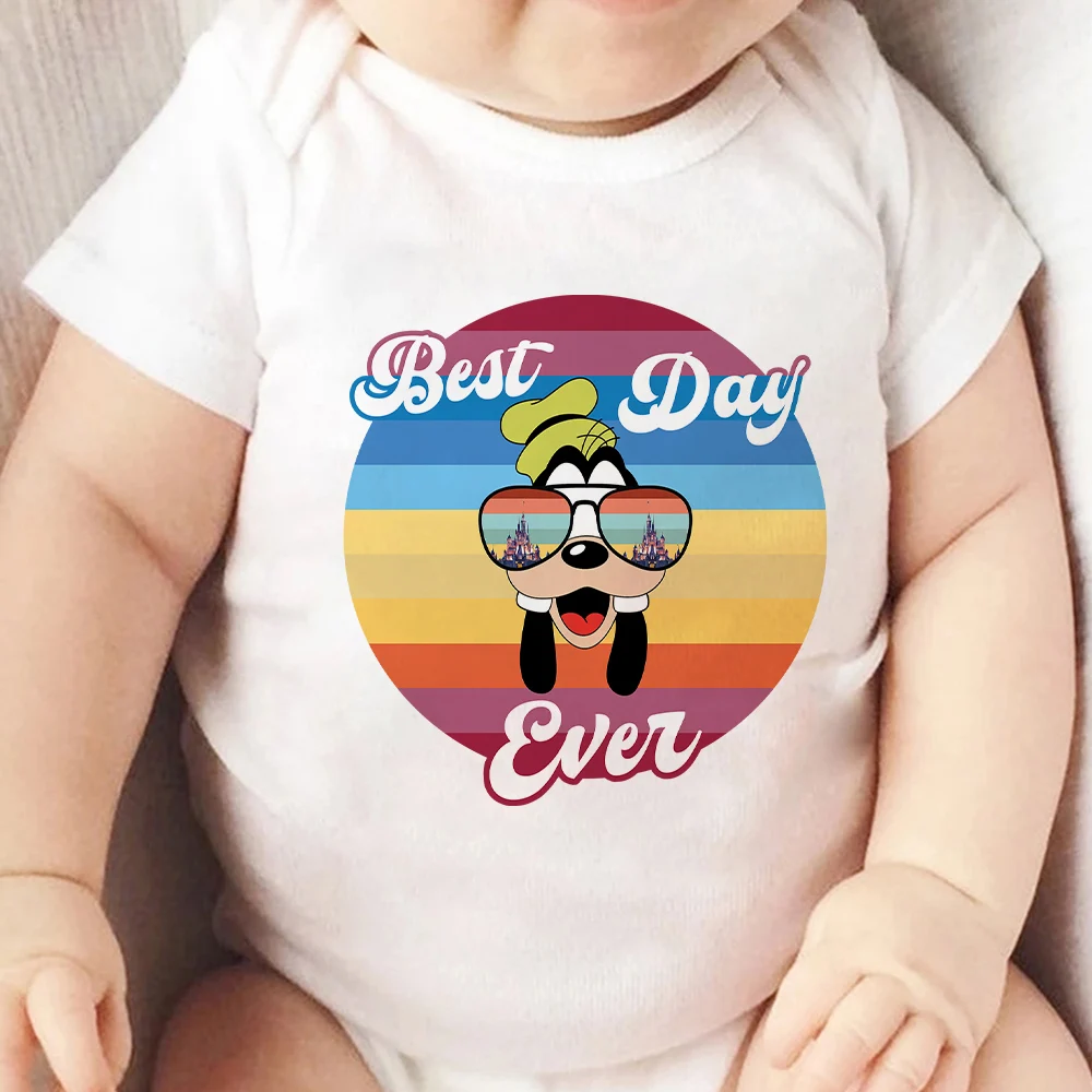 

0-24M Funny Goofy with Sunglasses Disney Newborn Romper Fashion Casual New O-Neck Four Seasons Toddler Jumpsuit