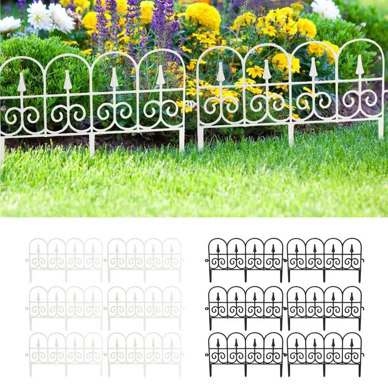 

6pcs Decorative Garden Fence Bendable Outdoor Rustproof Landscape Wire Border Folding Patio Fences Flower Bed Fencing Barrier