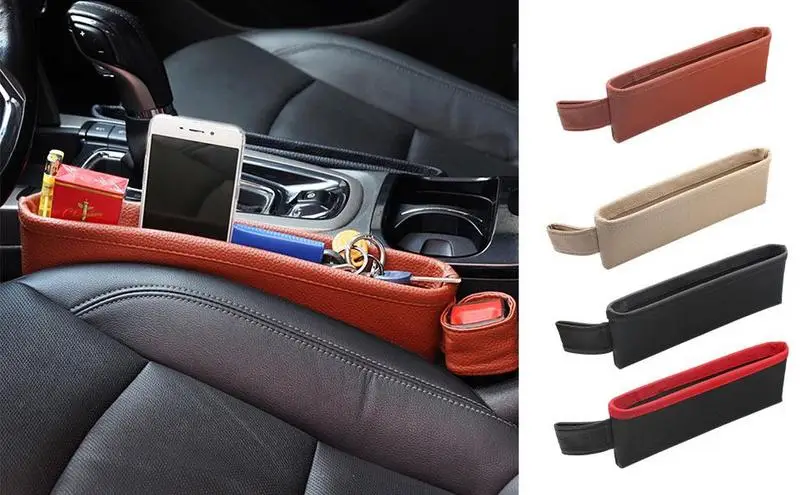 

Car Crevice Storage Box Universal Auto Seat Gap Organizer PU Leather Auto Console Side Pocket Automotive Side Seat Organizer