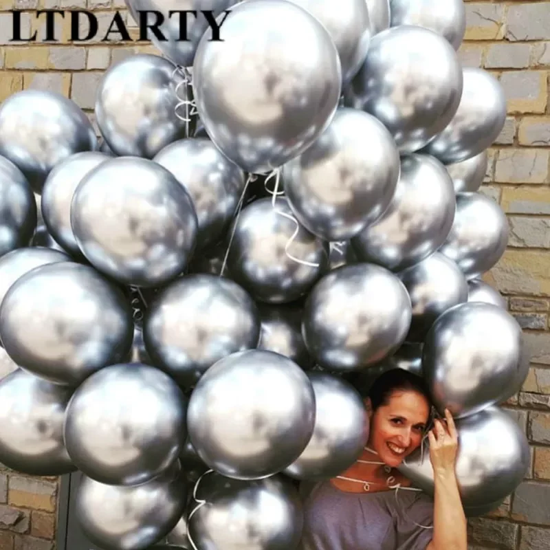 

10PCS 12inch silver gold Metallic Latex Balloons Pearly Metal balloon Gold Colors Globos Wedding Birthday Party Supplies Balloon