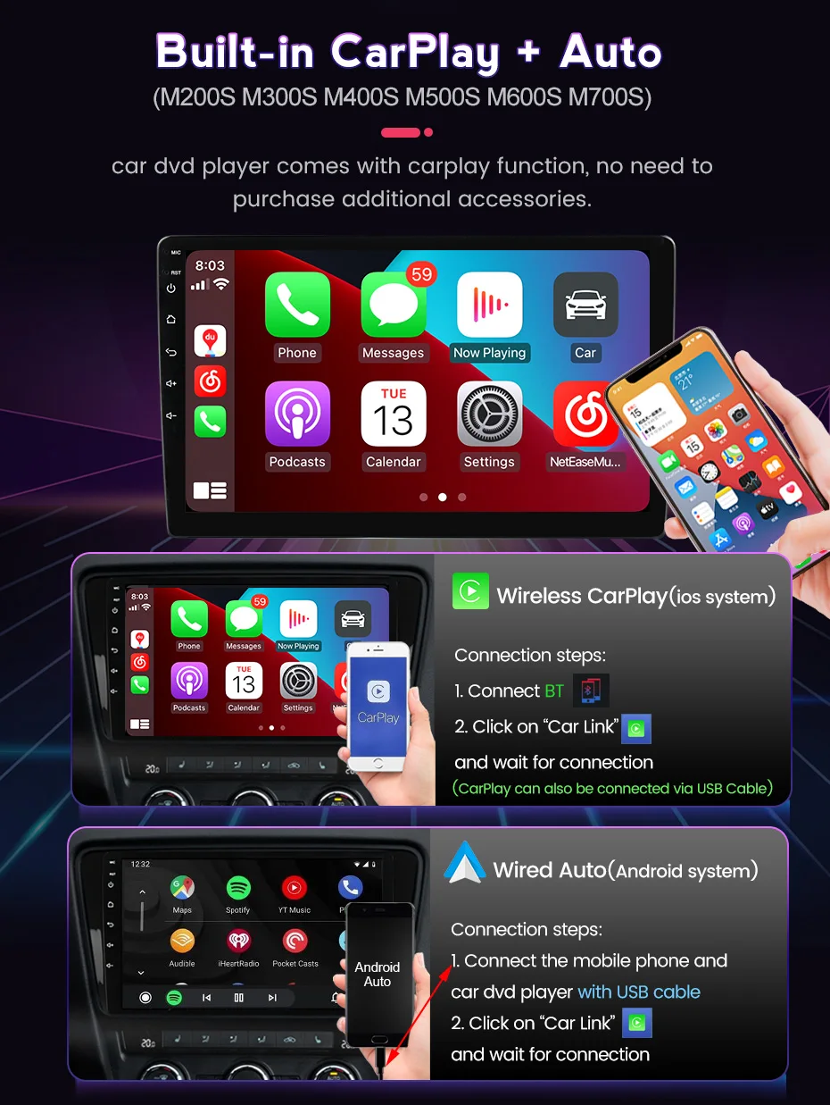 Навигация MEKEDE Carplay GPS для Toyota Alphard 2002 2003 2004 2005 - 2007, мультимедийный плеер 2 Din с автомобильным радио 4G WIFI и DSP.